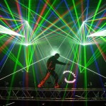 Bühnenshow mit Lasertechnik und Jonglage Einlagen